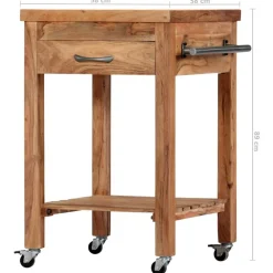 vidaXL Carros E Islas-Carrito de cocina de madera maciza de acacia 58x58x89 cm