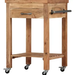 vidaXL Carros E Islas-Carrito de cocina de madera maciza de acacia 58x58x89 cm