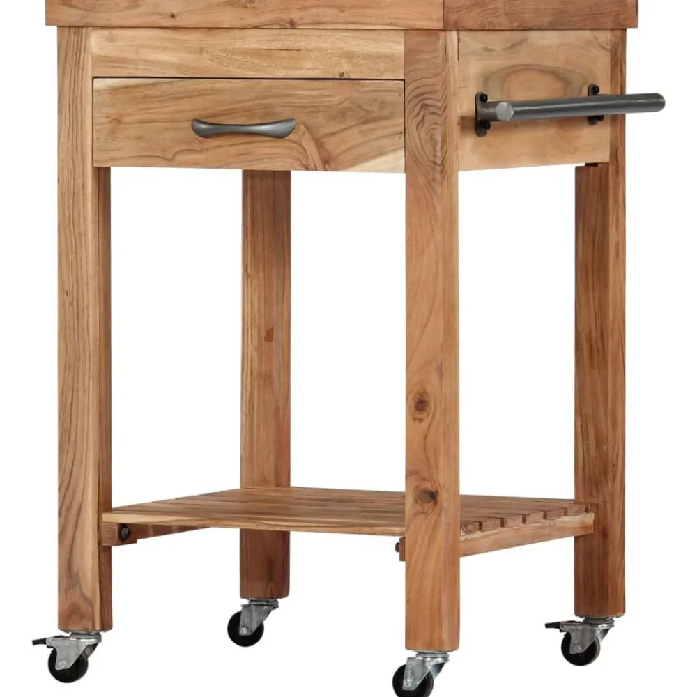 vidaXL Carros E Islas-Carrito de cocina de madera maciza de acacia 58x58x89 cm