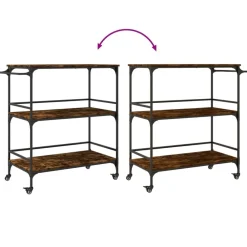 vidaXL Carros E Islas-Carrito de cocina madera ingeniería roble humo 100,5x50x105 cm
