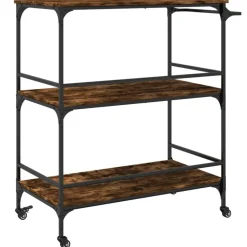 vidaXL Carros E Islas-Carrito de cocina madera ingeniería roble humo 100,5x50x105 cm