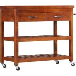 vidaXL Carrito de cocina de madera maciza de acacia 100x48x89 cm Discount
