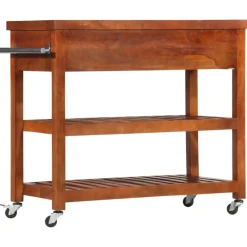 vidaXL Carrito de cocina de madera maciza de acacia 100x48x89 cm Discount