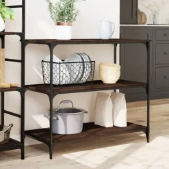 vidaXL Carrito de cocina madera ingeniería marrón roble 102x50x95 cm Marrón roble Sale