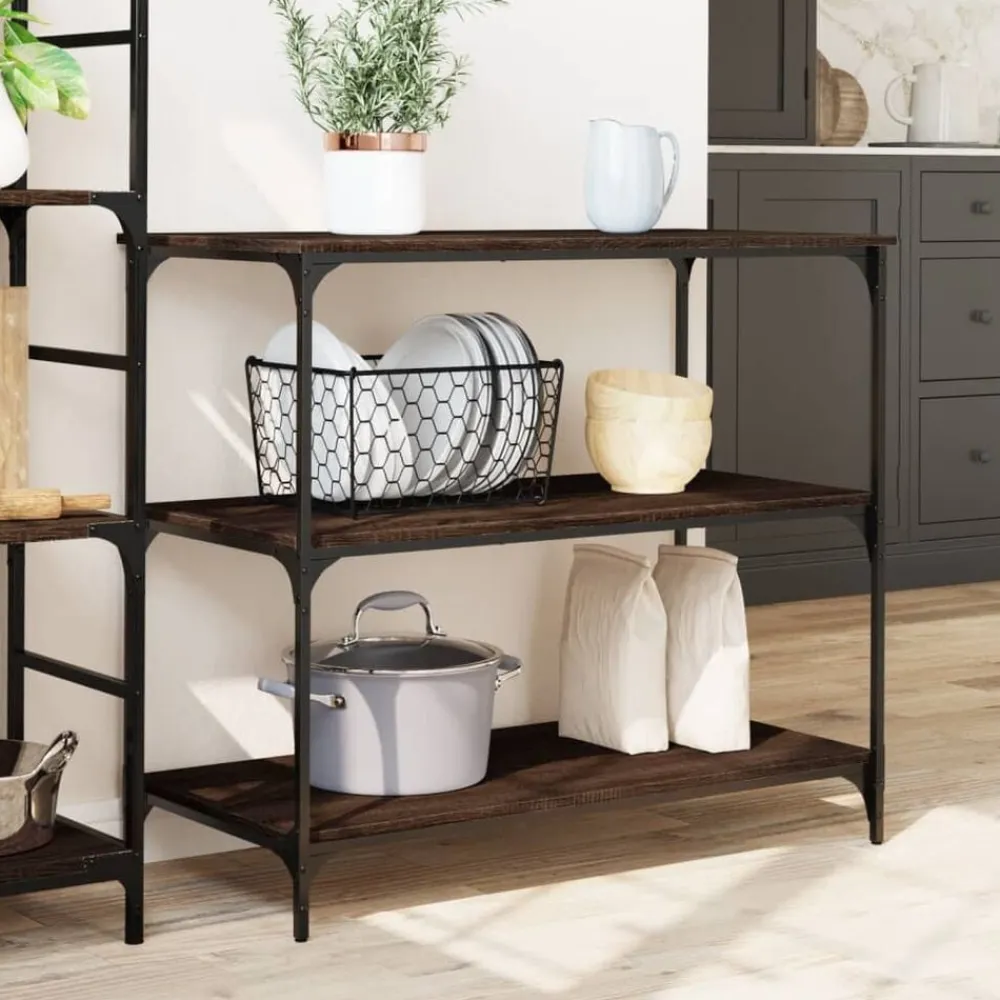 vidaXL Carrito de cocina madera ingeniería marrón roble 102x50x95 cm Marrón roble Sale