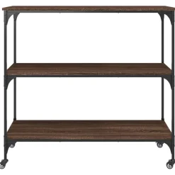 vidaXL Carrito de cocina madera ingeniería marrón roble 102x50x95 cm Marrón roble Sale