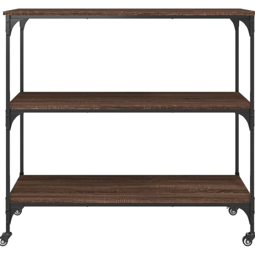 vidaXL Carrito de cocina madera ingeniería marrón roble 102x50x95 cm Marrón roble Sale
