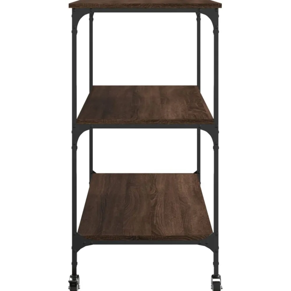 vidaXL Carrito de cocina madera ingeniería marrón roble 102x50x95 cm Marrón roble Sale