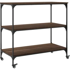vidaXL Carrito de cocina madera ingeniería marrón roble 102x50x95 cm Marrón roble Sale