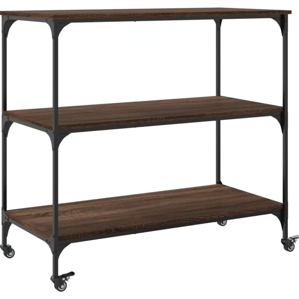 vidaXL Carrito de cocina madera ingeniería marrón roble 102x50x95 cm Marrón roble Sale