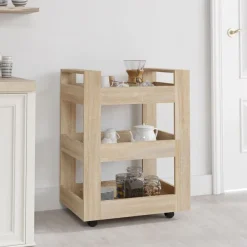 vidaXL Carrito de cocina madera contrachapada color roble 60x45x80 cm Roble Sonoma Sale