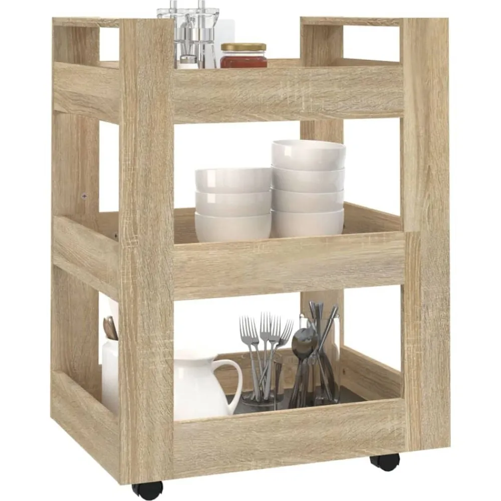 vidaXL Carrito de cocina madera contrachapada color roble 60x45x80 cm Roble Sonoma Sale