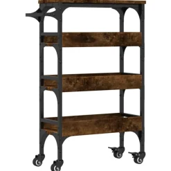 vidaXL Carrito de cocina madera ingeniería 53x20x76 cm Roble ahumado Sale