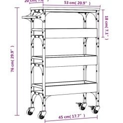 vidaXL Carrito de cocina madera ingeniería 53x20x76 cm Roble ahumado Sale