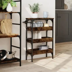 vidaXL Carrito de cocina madera ingeniería 53x20x76 cm Roble ahumado Sale