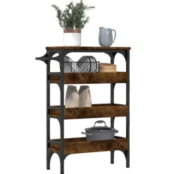 vidaXL Carrito de cocina madera ingeniería 53x20x76 cm Roble ahumado Sale