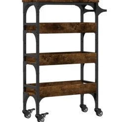vidaXL Carrito de cocina madera ingeniería 53x20x76 cm Roble ahumado Sale