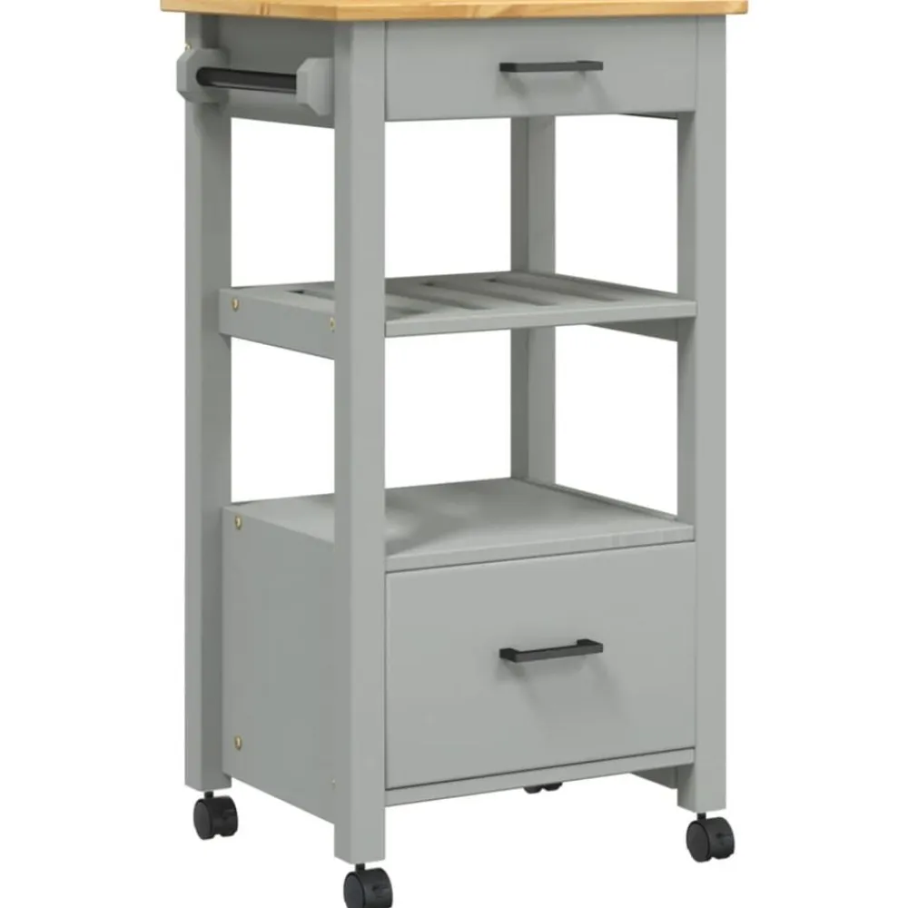 vidaXL Carros E Islas-Carrito de cocina MONZA madera maciza de pino 48x40x88,5 cm