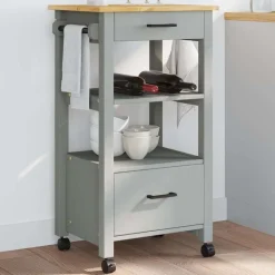 vidaXL Carros E Islas-Carrito de cocina MONZA madera maciza de pino 48x40x88,5 cm