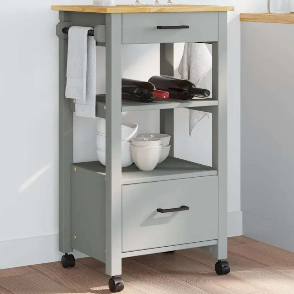vidaXL Carros E Islas-Carrito de cocina MONZA madera maciza de pino 48x40x88,5 cm