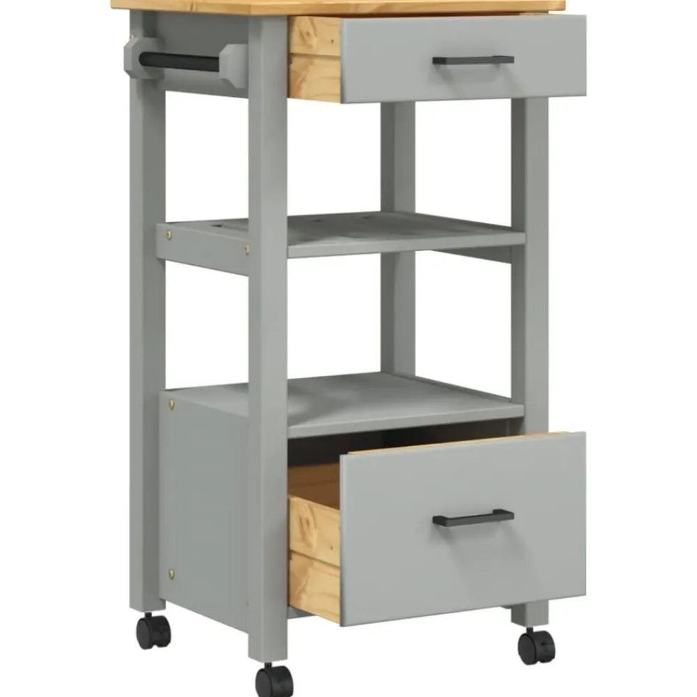 vidaXL Carros E Islas-Carrito de cocina MONZA madera maciza de pino 48x40x88,5 cm