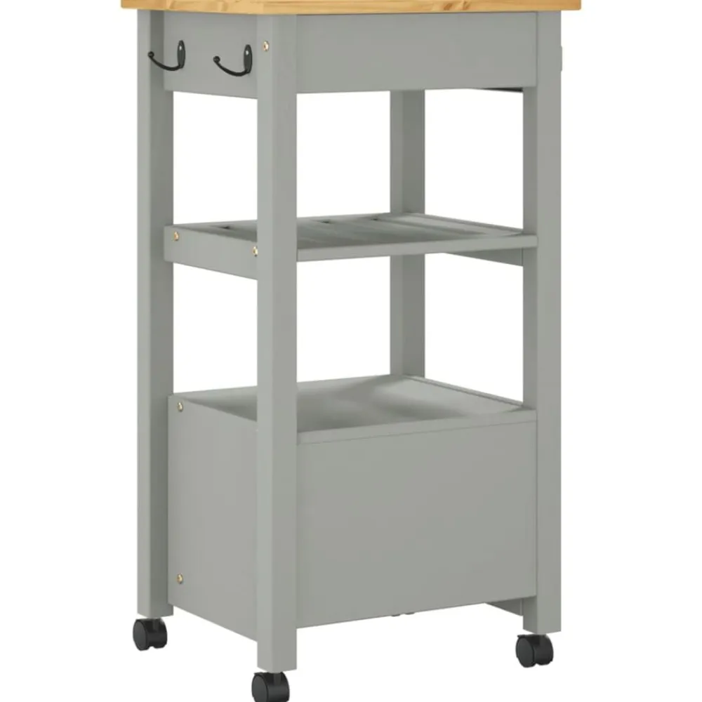 vidaXL Carros E Islas-Carrito de cocina MONZA madera maciza de pino 48x40x88,5 cm