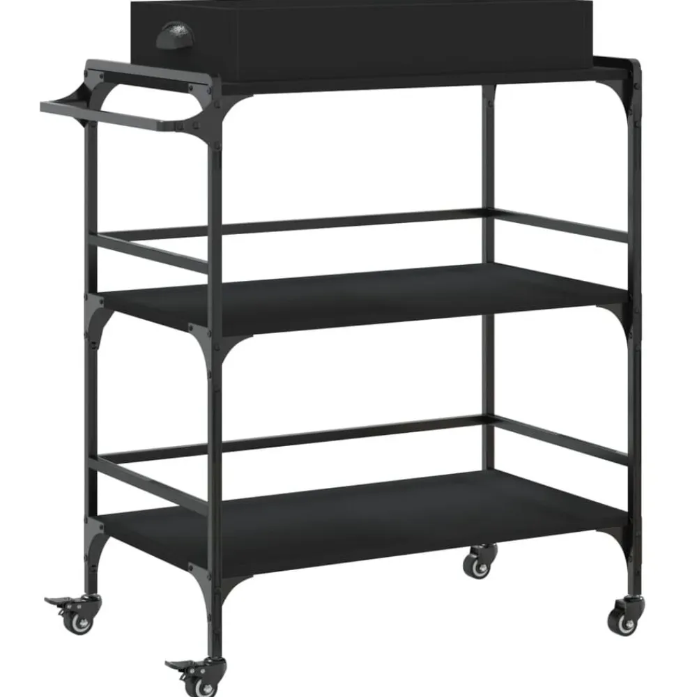 vidaXL Carros E Islas-Carrito de cocina de madera de ingeniería 81,5x41x92,5 cm