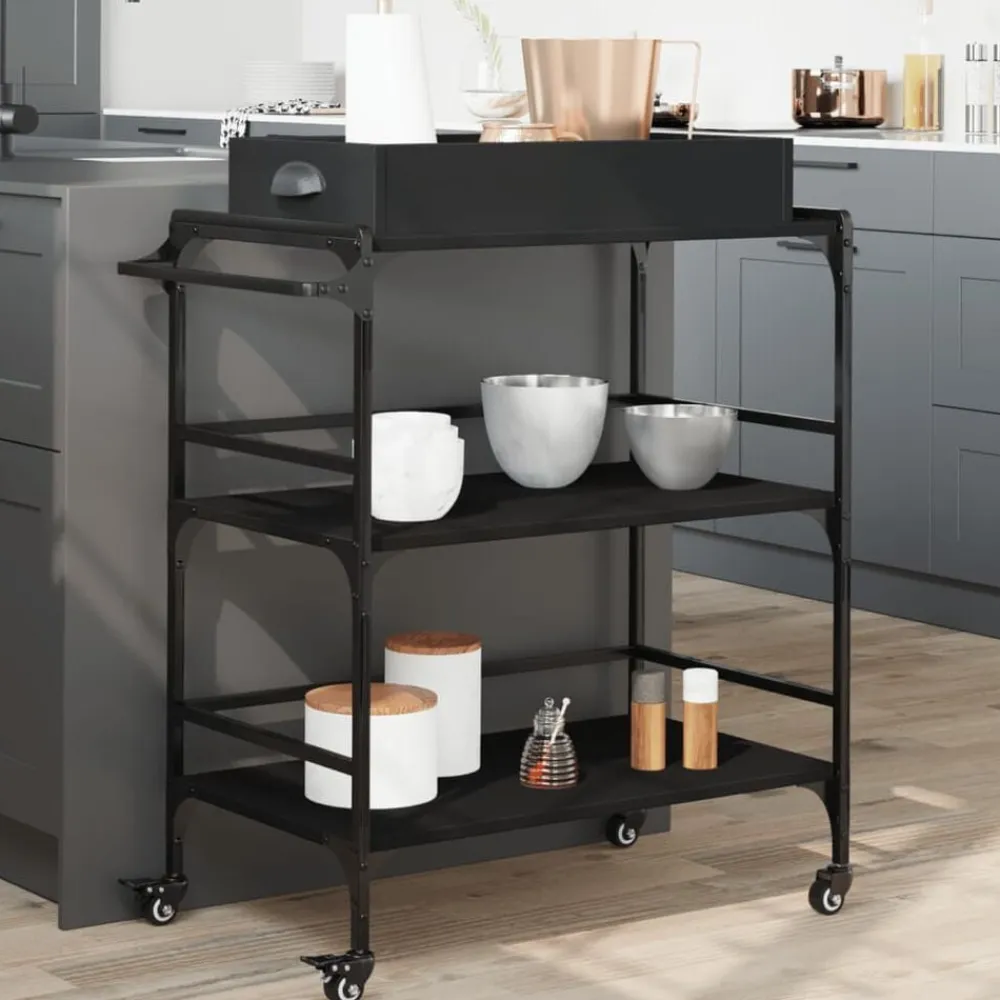 vidaXL Carros E Islas-Carrito de cocina de madera de ingeniería 81,5x41x92,5 cm