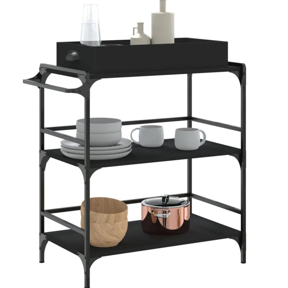 vidaXL Carros E Islas-Carrito de cocina de madera de ingeniería 81,5x41x92,5 cm