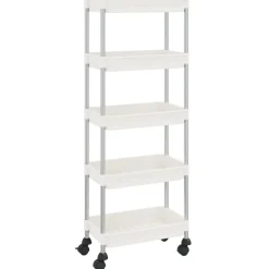 vidaXL Carrito de cocina 5 niveles hierro y ABS 42x29x128 cm Blanco Discount