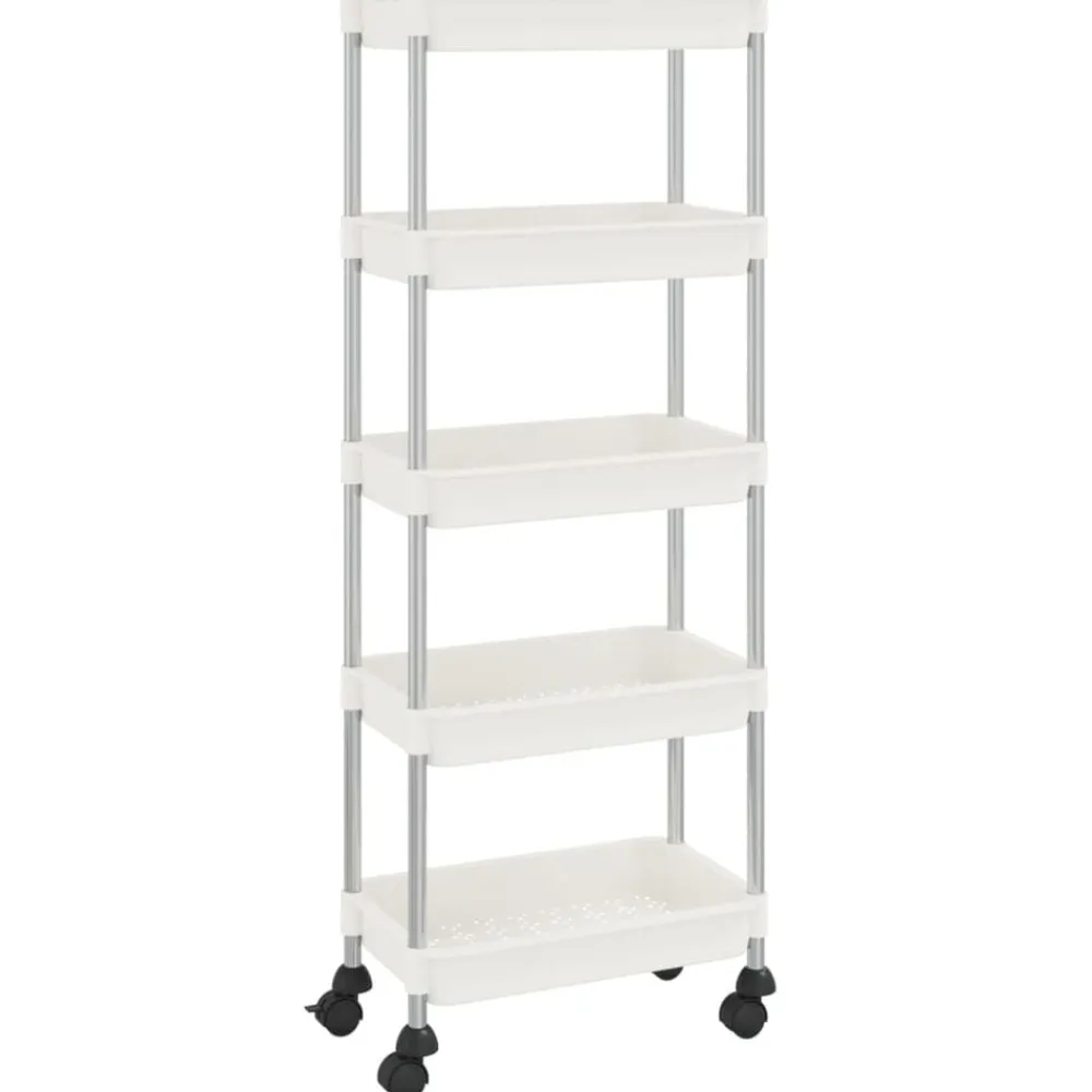 vidaXL Carrito de cocina 5 niveles hierro y ABS 42x29x128 cm Blanco Discount