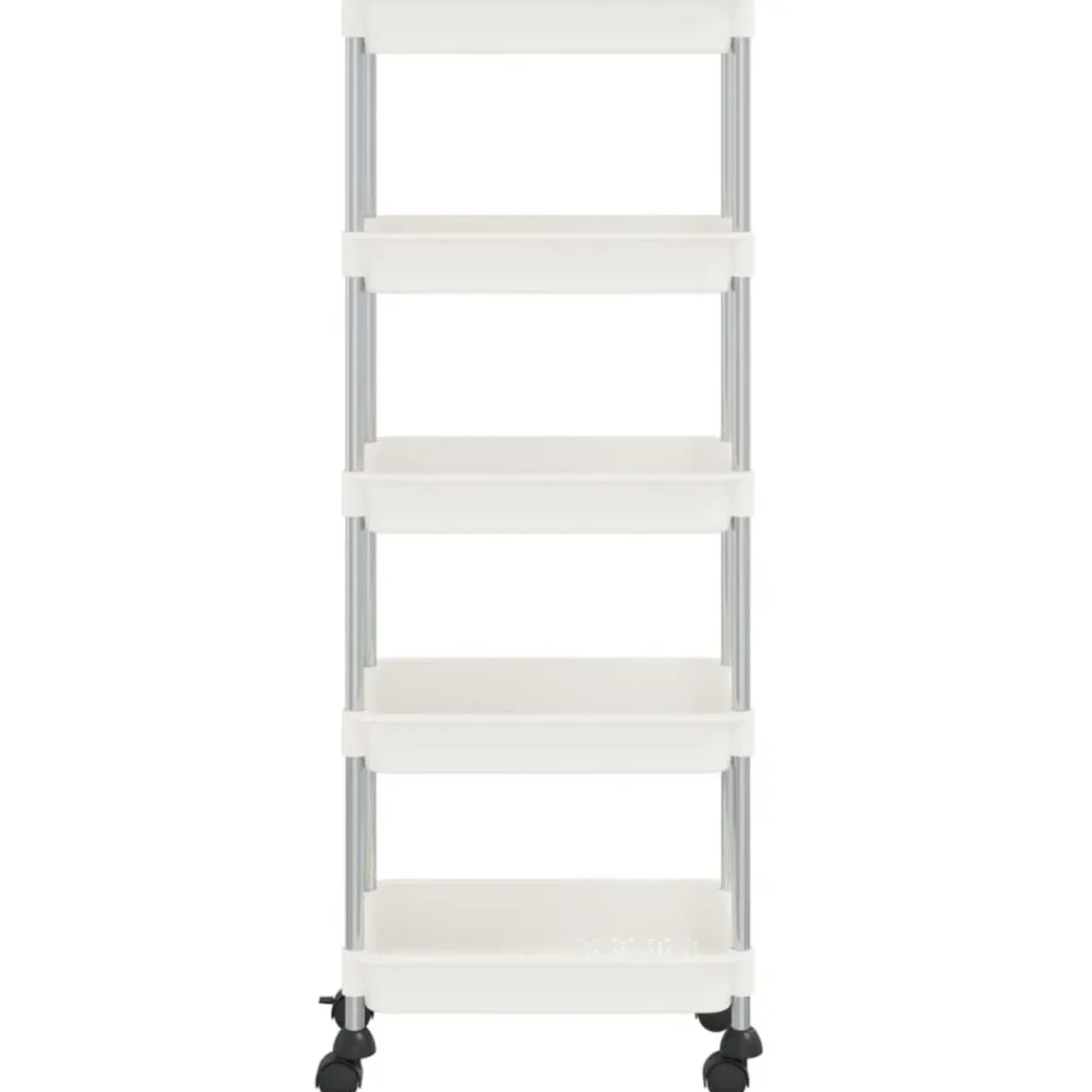 vidaXL Carrito de cocina 5 niveles hierro y ABS 42x29x128 cm Blanco Discount