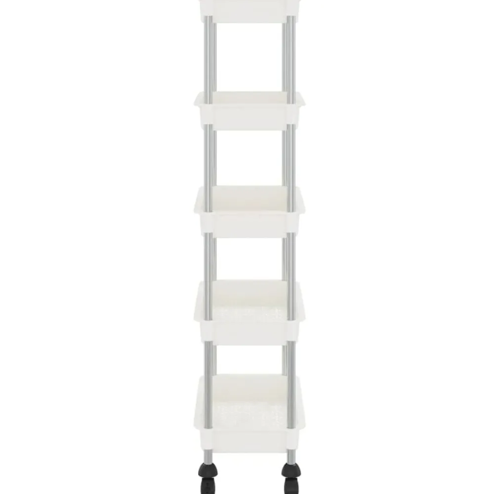 vidaXL Carrito de cocina 5 niveles hierro y ABS 42x29x128 cm Blanco Discount