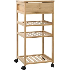 vidaXL Carrito de cocina con ruedas Natural 37 x 36 x 80 cm Bambú New