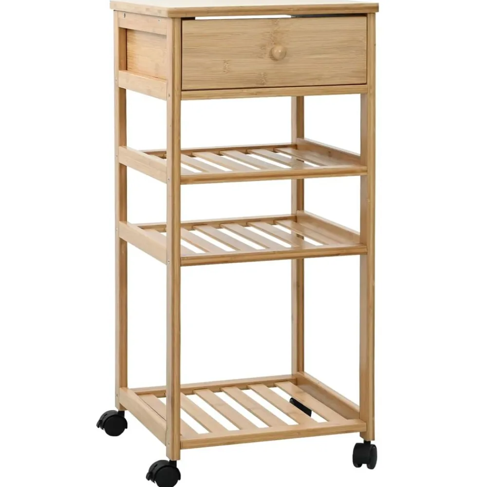 vidaXL Carrito de cocina con ruedas Natural 37 x 36 x 80 cm Bambú New