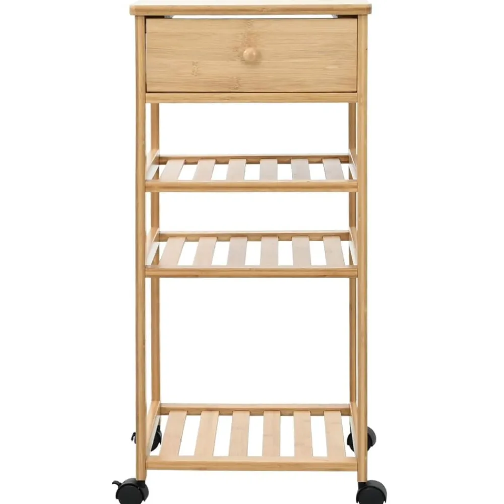 vidaXL Carrito de cocina con ruedas Natural 37 x 36 x 80 cm Bambú New