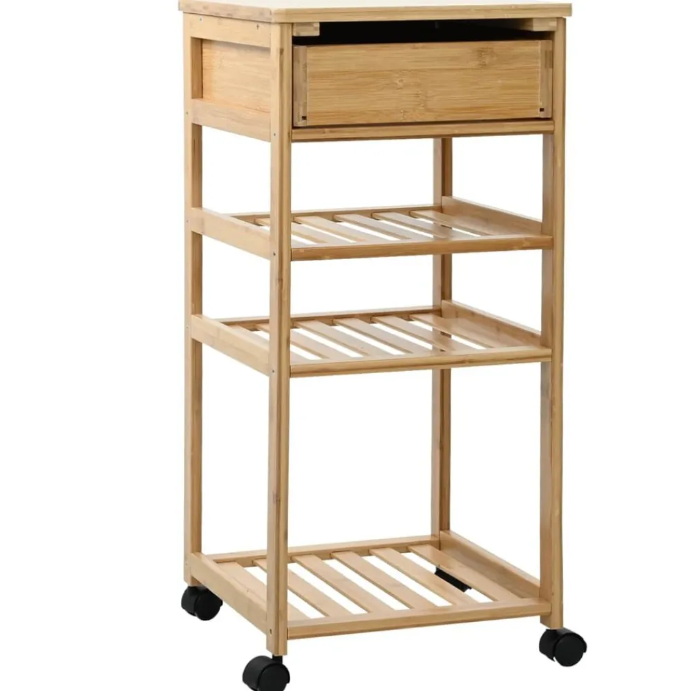 vidaXL Carrito de cocina con ruedas Natural 37 x 36 x 80 cm Bambú New