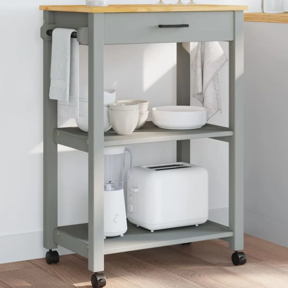 vidaXL Carros E Islas-Carrito de cocina MONZA madera maciza de pino 60x40x88,5 cm