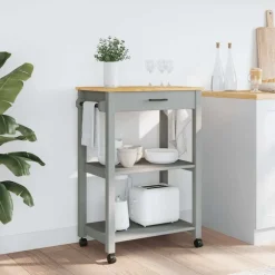 vidaXL Carros E Islas-Carrito de cocina MONZA madera maciza de pino 60x40x88,5 cm