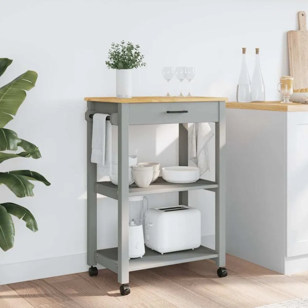 vidaXL Carros E Islas-Carrito de cocina MONZA madera maciza de pino 60x40x88,5 cm