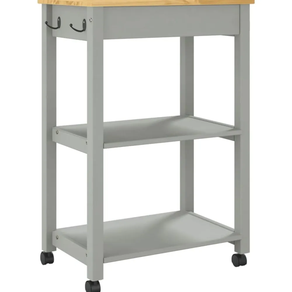 vidaXL Carros E Islas-Carrito de cocina MONZA madera maciza de pino 60x40x88,5 cm