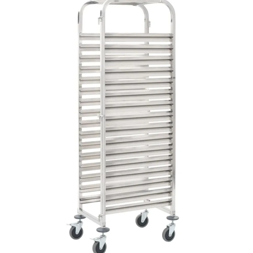 vidaXL Carrito de cocina 16 bandejas acero inoxidable 38x55x163 cm