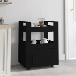 vidaXL Carrito de cocina madera contrachapada 60x45x80 cm Negro Discount
