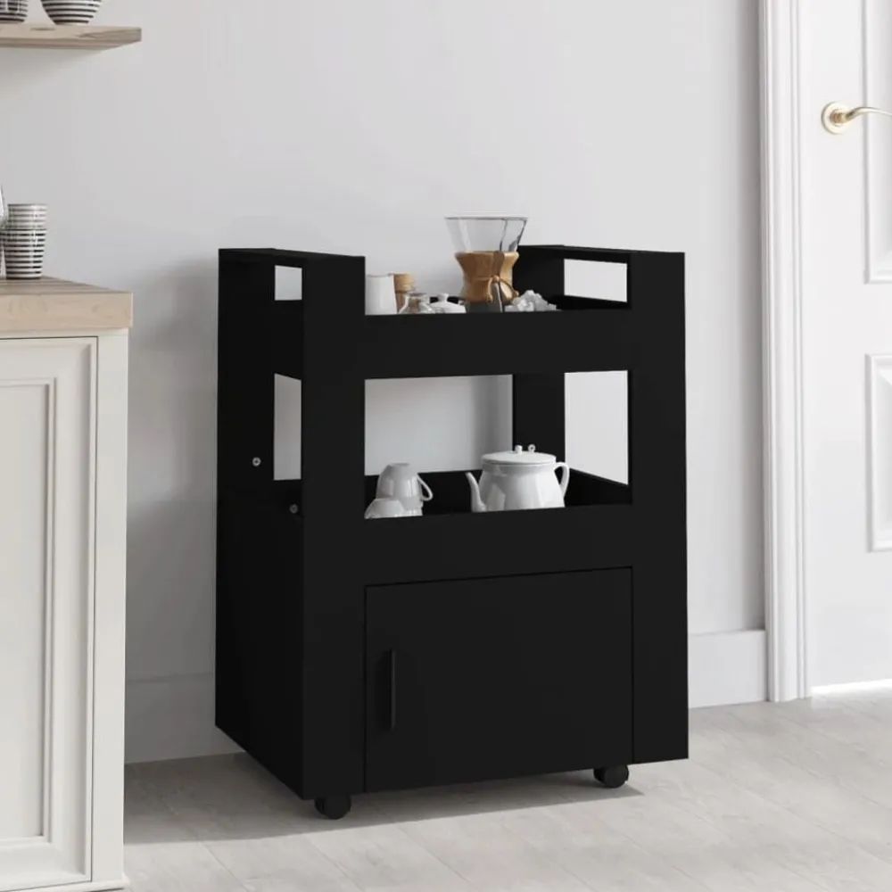 vidaXL Carrito de cocina madera contrachapada 60x45x80 cm Negro Discount