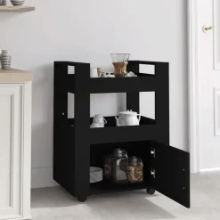 vidaXL Carrito de cocina madera contrachapada 60x45x80 cm Negro Discount