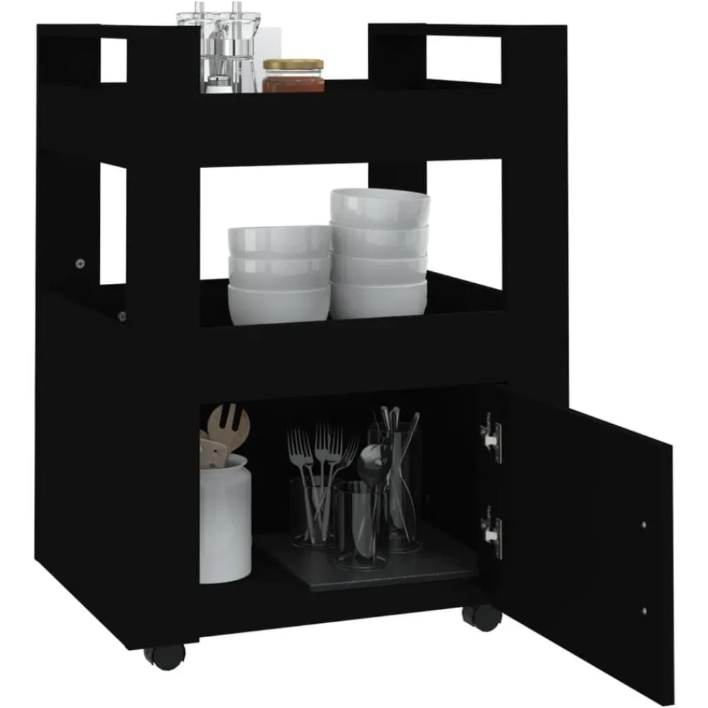 vidaXL Carrito de cocina madera contrachapada 60x45x80 cm Negro Discount