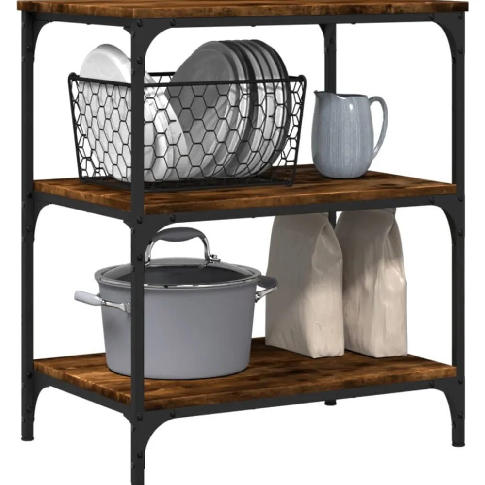 vidaXL Carros E Islas-Carrito de cocina madera ingeniería 60x41x76 cm
