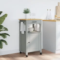 vidaXL Carros E Islas-Carrito de cocina MONZA madera maciza de pino 48x40x88,5 cm