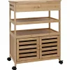 vidaXL Carros E Islas-Carrito de cocina con ruedas Natural 59,5 x 36 x 82 cm Bambú