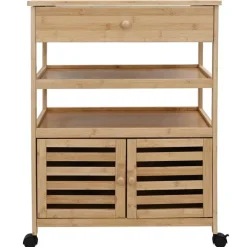vidaXL Carros E Islas-Carrito de cocina con ruedas Natural 59,5 x 36 x 82 cm Bambú